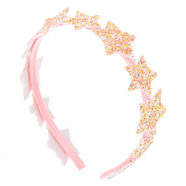Claire&#39;s Club Glitter Stars Headband - Pink,