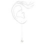 Silver 3&quot; Embellished Butterfly Threader Drop Earrings,