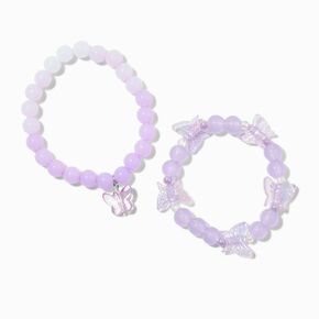 Purple Ombr&eacute; Butterfly Stretch Bracelets - 2 Pack,