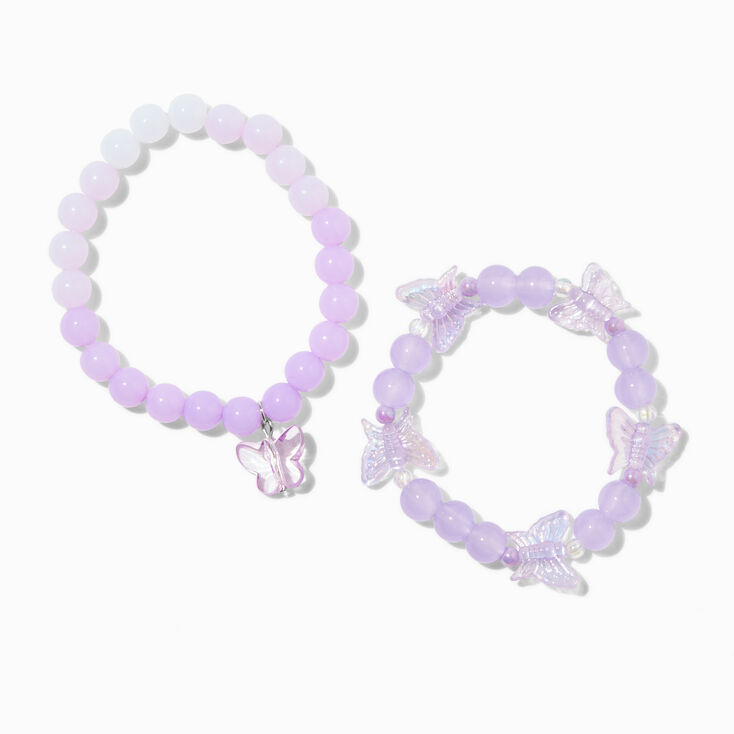 Purple Ombr&eacute; Butterfly Stretch Bracelets - 2 Pack,