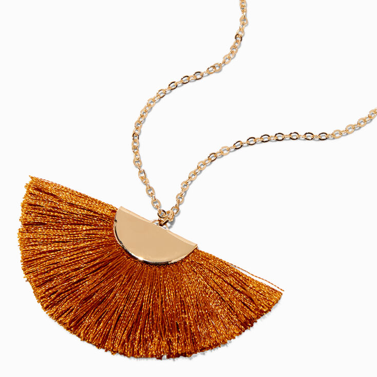Orange Fan Gold-tone Long Necklace,