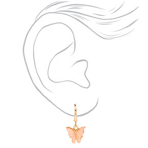 Pink Butterfly 10mm Hoop Earrings,