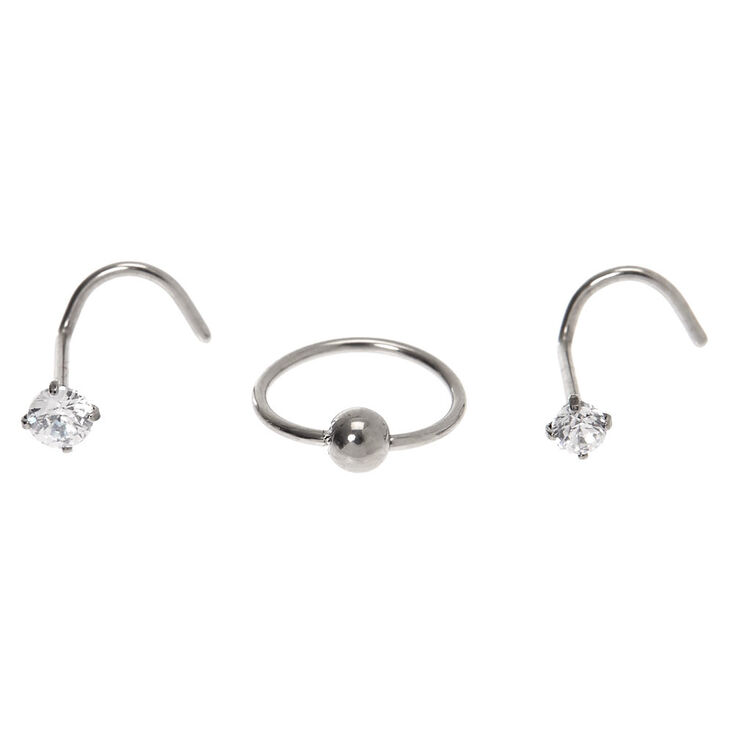 Titanium 20G Nose Studs - 3 Pack,