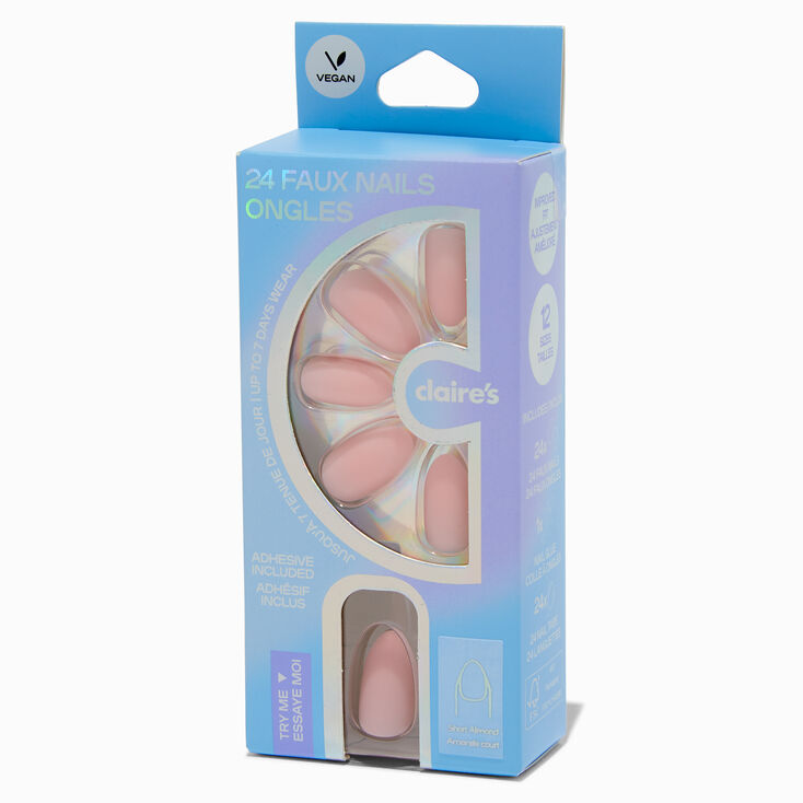 Baby Pink Short Almond Vegan Faux Nail Set - 24 Pack,