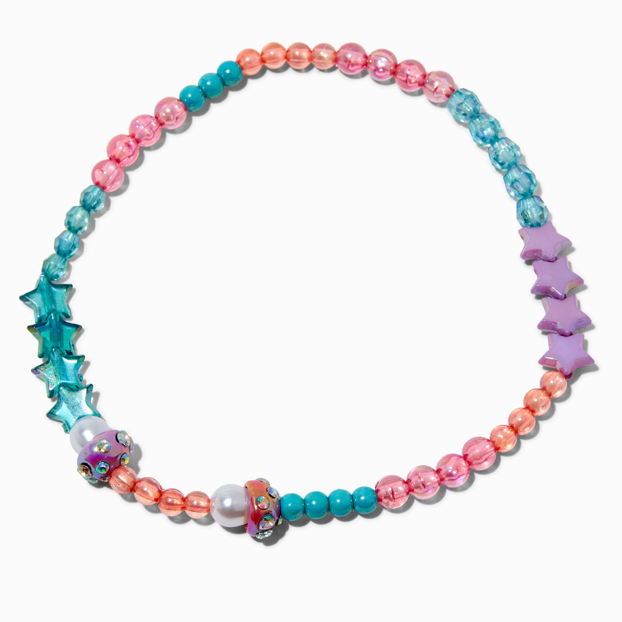 Claire's Club Star & Mushroom Beaded Stretch Necklace,