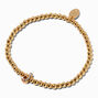 Gold-tone Beaded Pav&eacute; Initial Stretch Bracelet - J,
