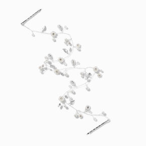 Silver-tone Pearlized Flower Hair Swag,
