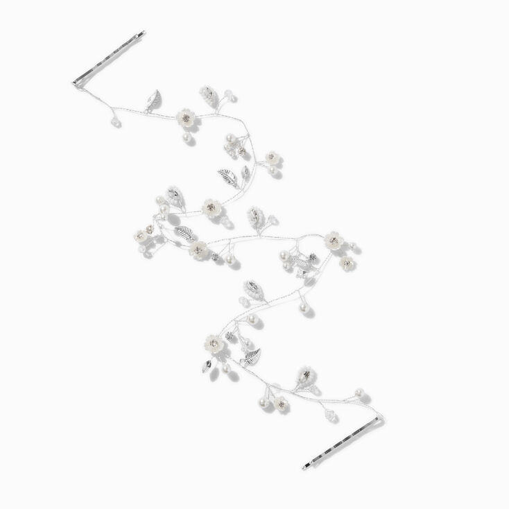 Silver-tone Pearlized Flower Hair Swag,