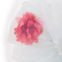 Giant Light Blue Sheer Mesh Pink Flowers Floral Hair Scrunchie,