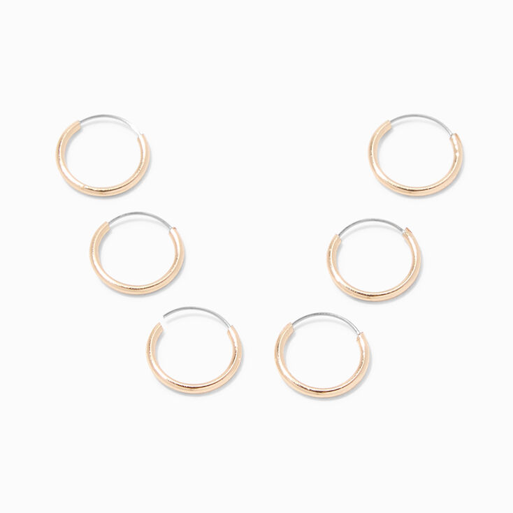 Gold Graduated Hoop Earrings - 3 Pack,