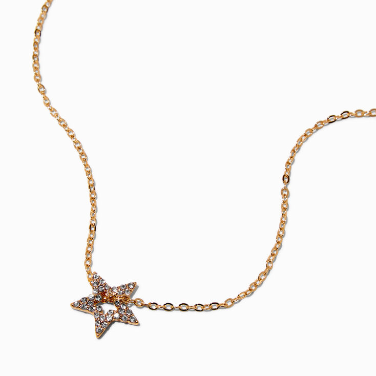 Collier &agrave; pendentif &eacute;toile pav&eacute;e strass couleur argent&eacute;e,