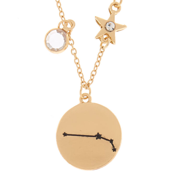 Gold Zodiac Pendant Necklace - Aries,