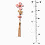 Gold-tone Fringe Pink Coated Flower 4&quot; Long Drop Earrings,