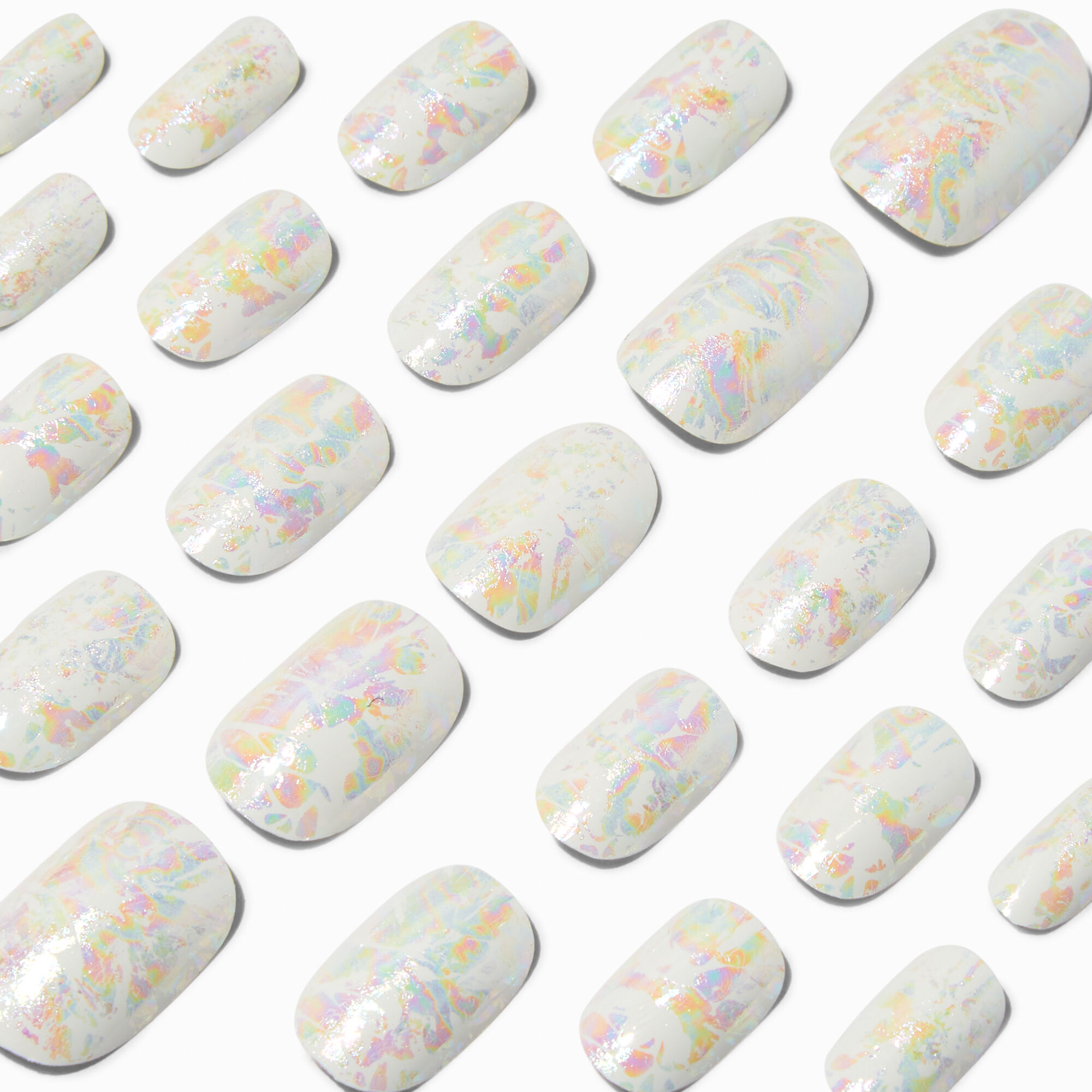 View Claires Pastel Confetti Ripple Square Vegan Faux Nail Set 24 Pack information