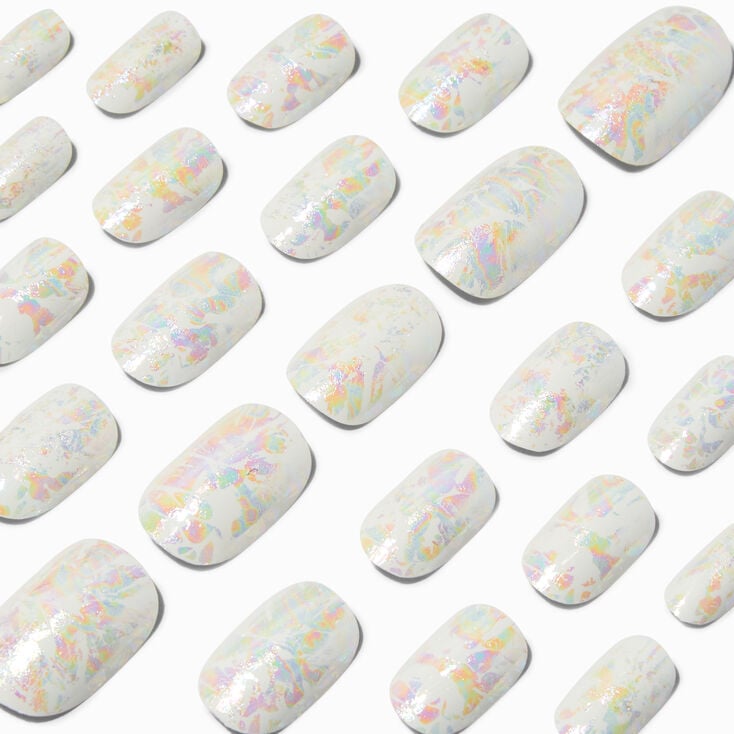 Pastel Confetti Ripple Square Vegan Faux Nail Set - 24 Pack,