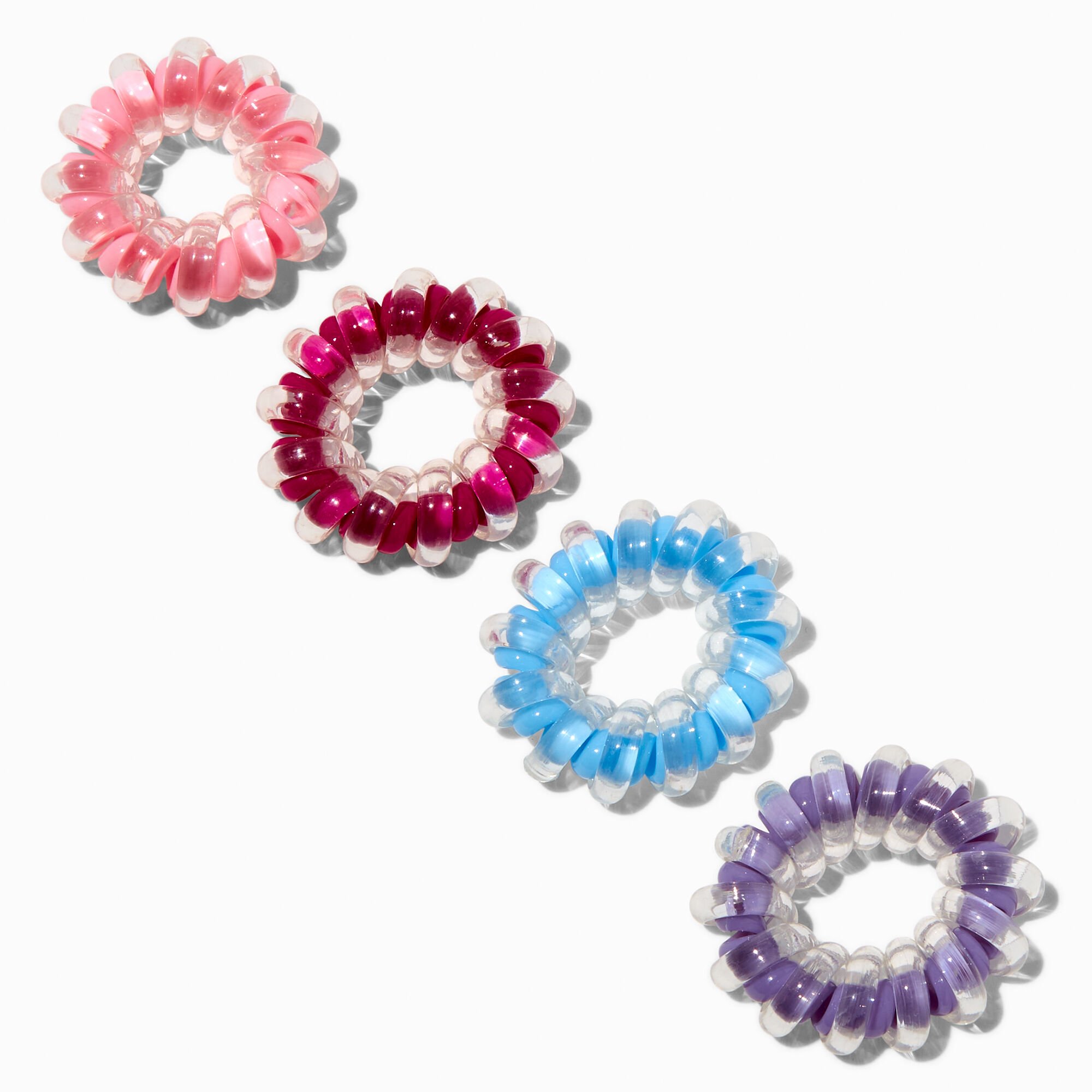 Two-Tone Spiral Hair Ties - 4 Pack,