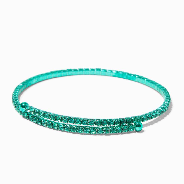 Bracelet fin bangle anodis&eacute; en strass vert vif,