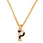 Gold Striped Initial Pendant Necklace - P,