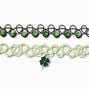 Green &amp; Black Shamrock Tattoo Choker Necklaces - 2 Pack,