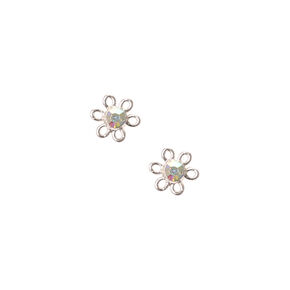 Sterling Silver Iridescent Daisy Stud Earrings,