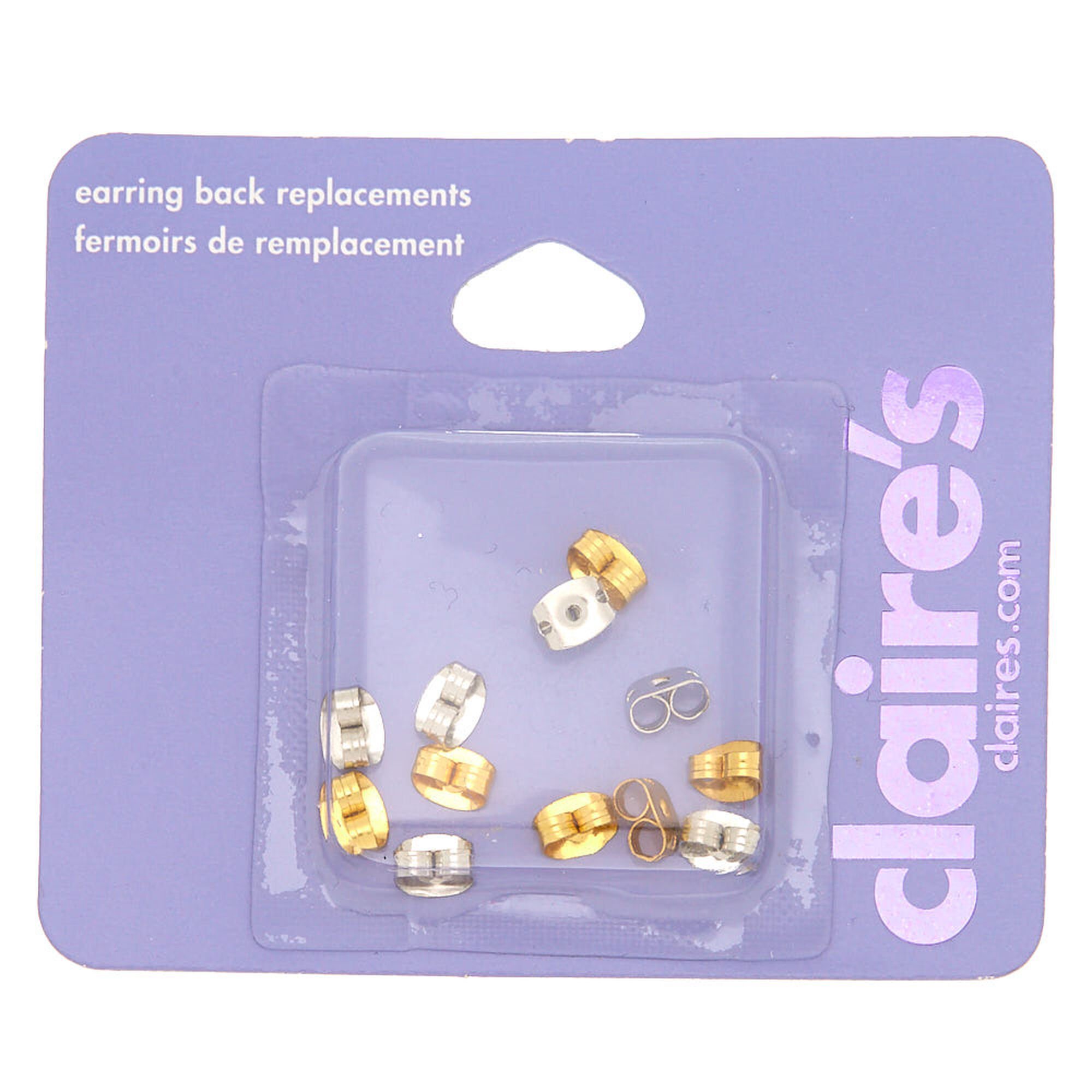 Claire s Mixed Metal Earring Back Replacements 12 Pack Silver Gold