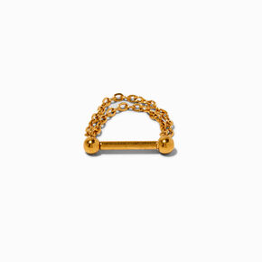 16G Gold-tone Stainless Steel Threadless Septum Nose Stud ,