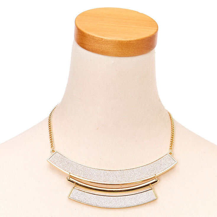Shimmering Silver Panel Statement Necklace,