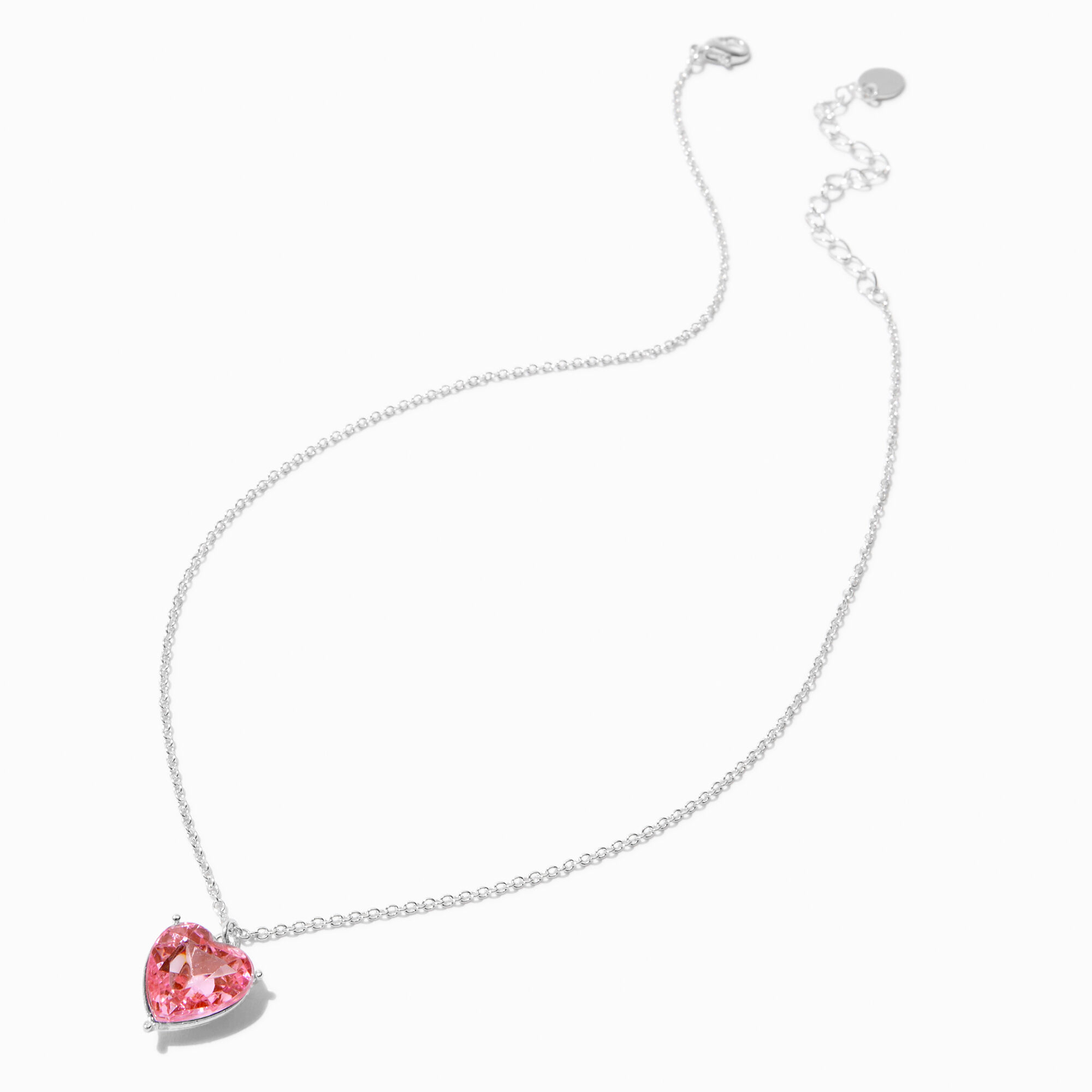 Pink Crystal Heart Pendant Necklace