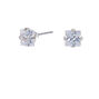 Silver-tone Cubic Zirconia Square Stud Earrings - 4MM,