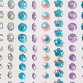 Purple &amp; Blue Assorted Crystal Hair Gems - 80 Pack,