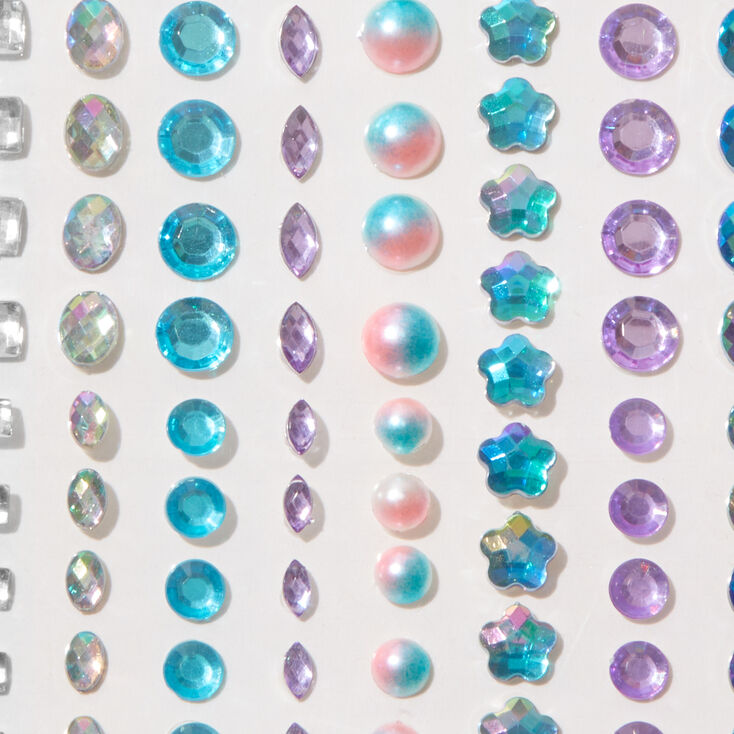 Purple &amp; Blue Assorted Crystal Hair Gems - 80 Pack,