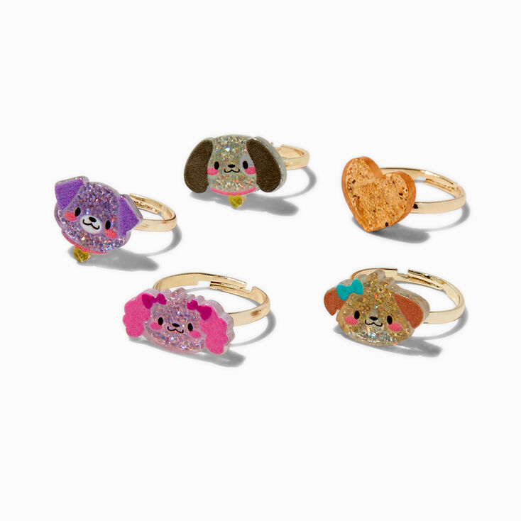Claire&#39;s Club Dogs Gold-tone Rings - 5 Pack,