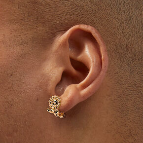 Gold-tone Lion Clip-On Stud Earrings,