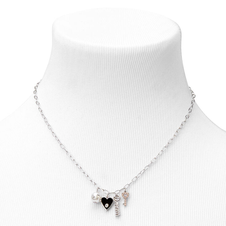 Silver Heart, Fireball, Key, &amp; &quot;Dream&quot; Charm Pendant Necklace,
