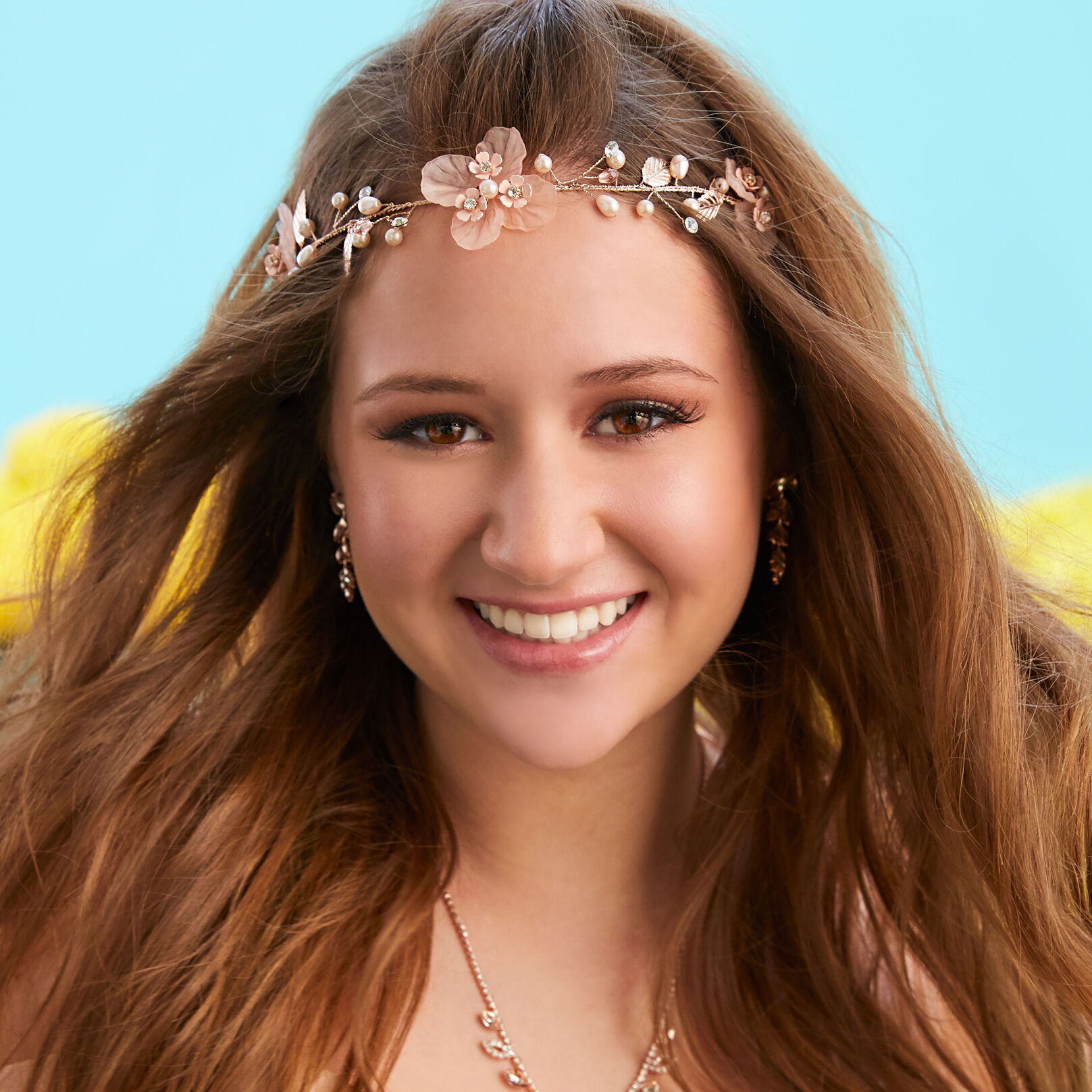 Rose Gold Flower Crown Headwrap - Pink,