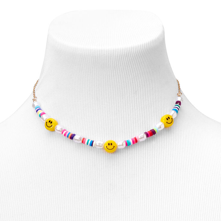 Happy Face 12&quot; Beaded Necklace,