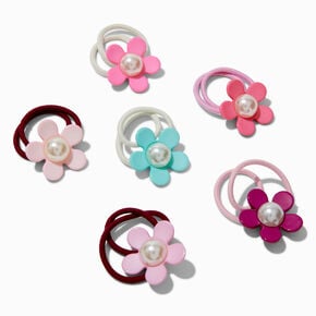 Claire&#39;s Club Jewel Tone Flower Gem Charm Hair Ties - 6 Pack,