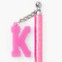 Initial Charm Glitter Pen - Pink, K,
