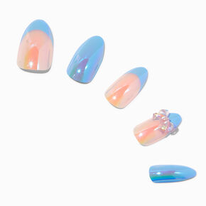 Blue 3D Bow Stiletto Vegan Faux Nail Set - 24 Pack,