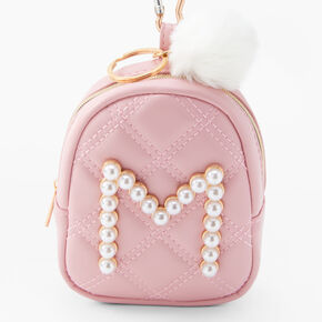 Initial Pearl Mini Backpack Keyring - Blush Pink, M,