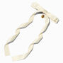 T H E M E x Claire&#39;s White Long Tail Gold-tone Heart Charm Hair Bow Clip,
