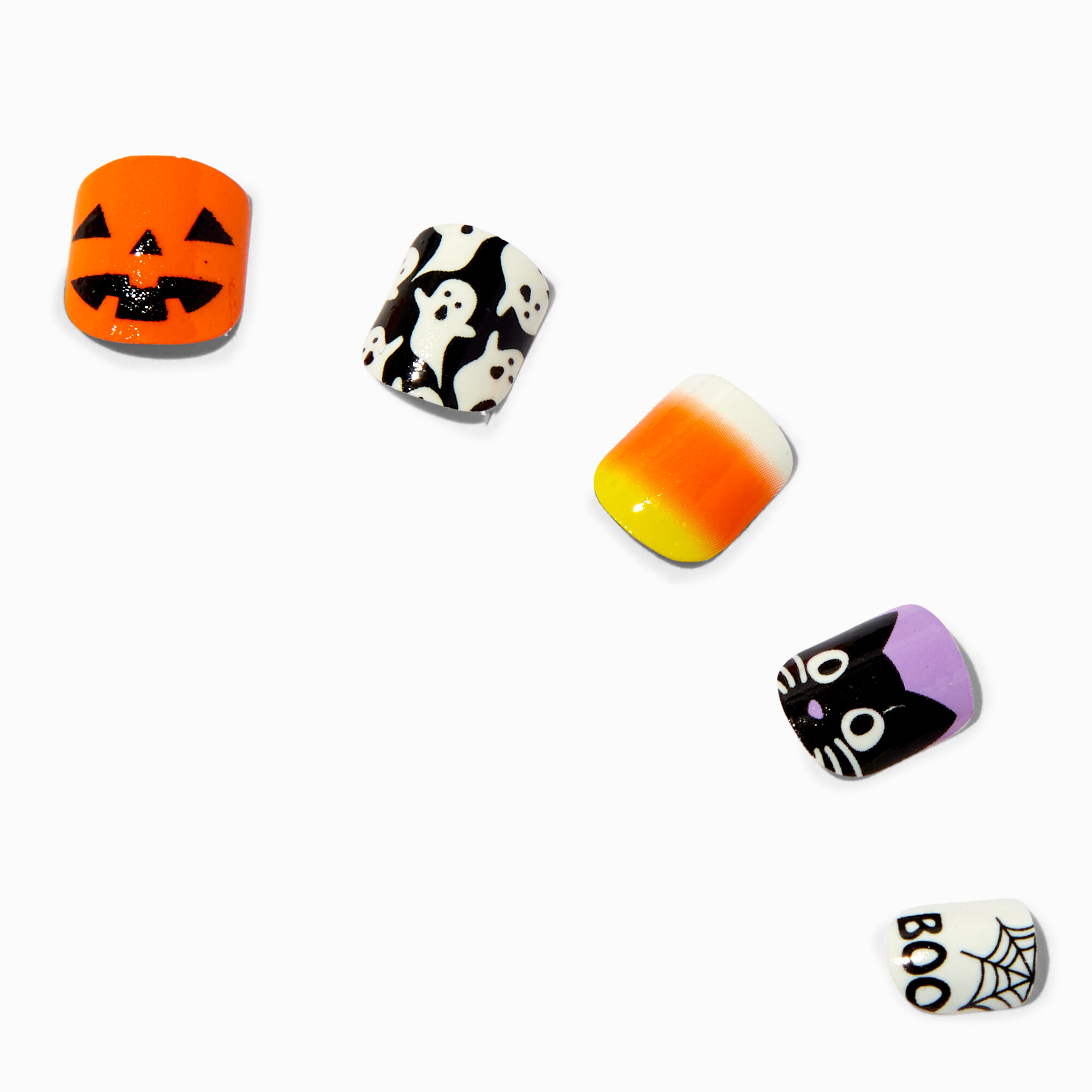 Halloween Icons Glow in the Dark Square Press On Faux Nail Set - 24 Pack,