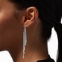 Silver 4&quot; Crystal Fringe Clip-On Drop Earrings,