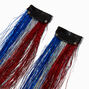 Red, White, &amp; Blue Tinsel Faux Hair Clip In Extensions - 2 Pack,