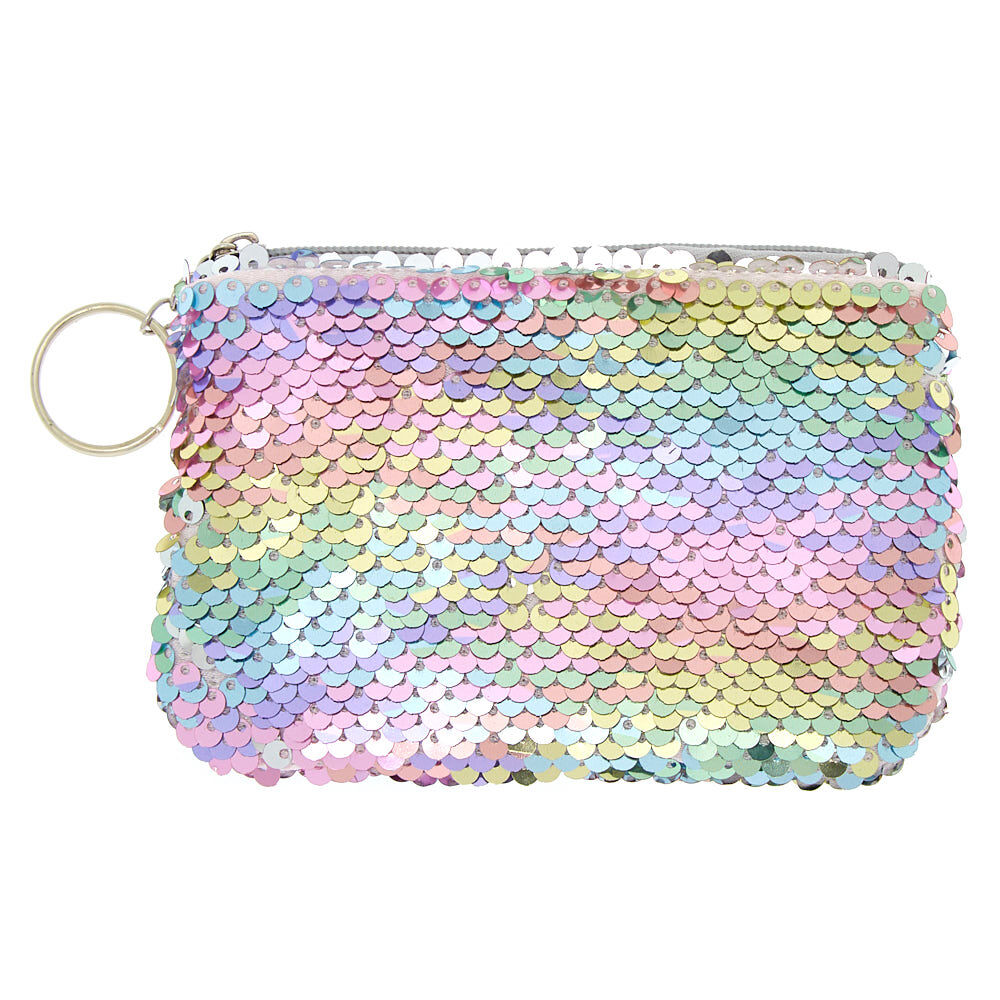 Reversible Sequin Rainbow Pastel Coin Purse