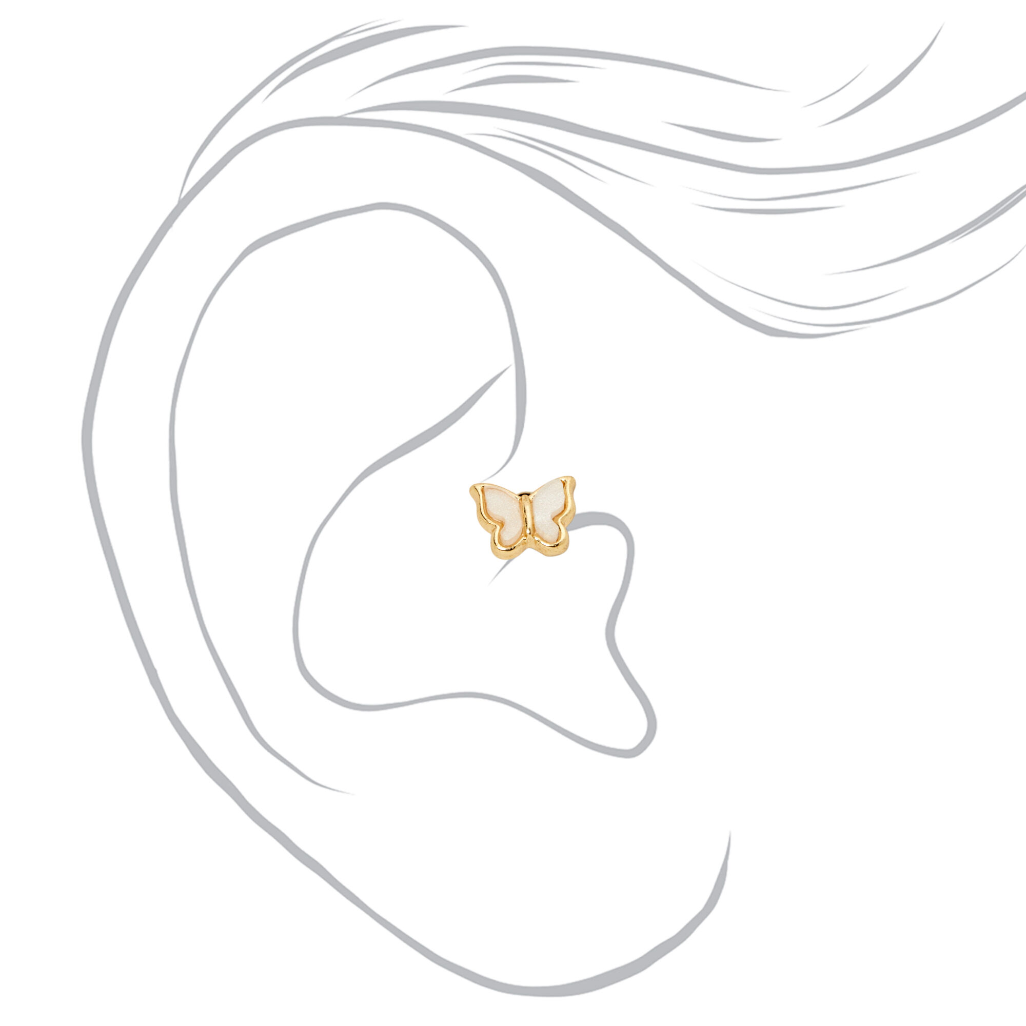 Mixed Metal Butterfly Daith Earrings 3 Pack Claire s US