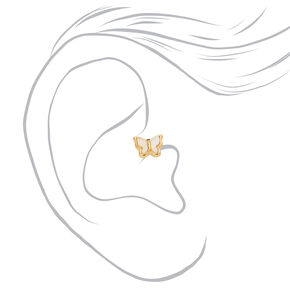 Mixed Metal Butterfly Daith Earrings - 3 Pack,