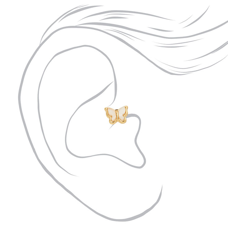 Mixed Metal Butterfly Daith Earrings - 3 Pack,