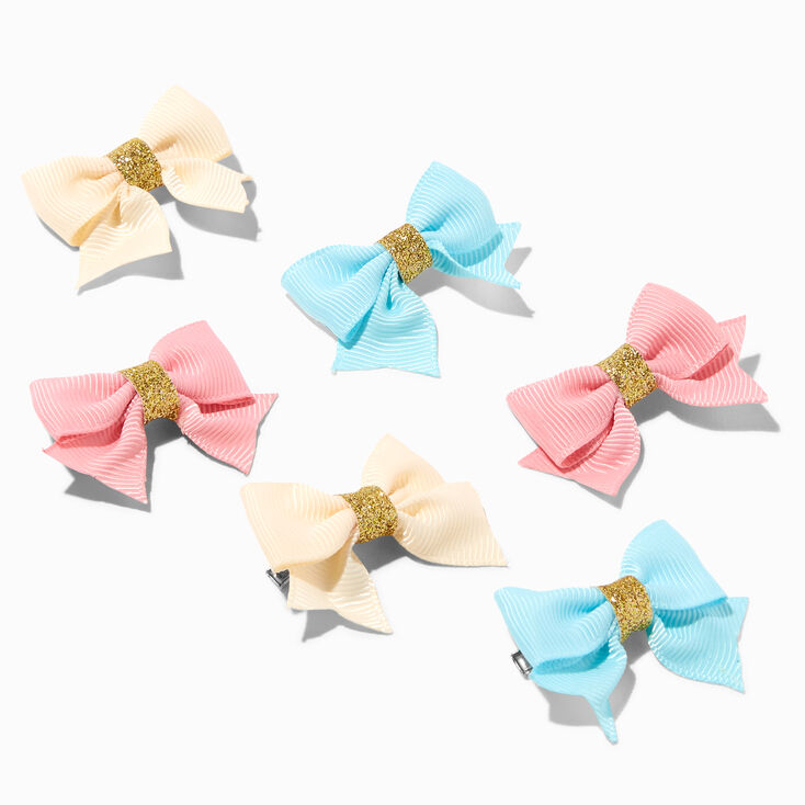 Claire&#39;s Club Glitter Fairy Hair Bow Clips - 6 Pack,