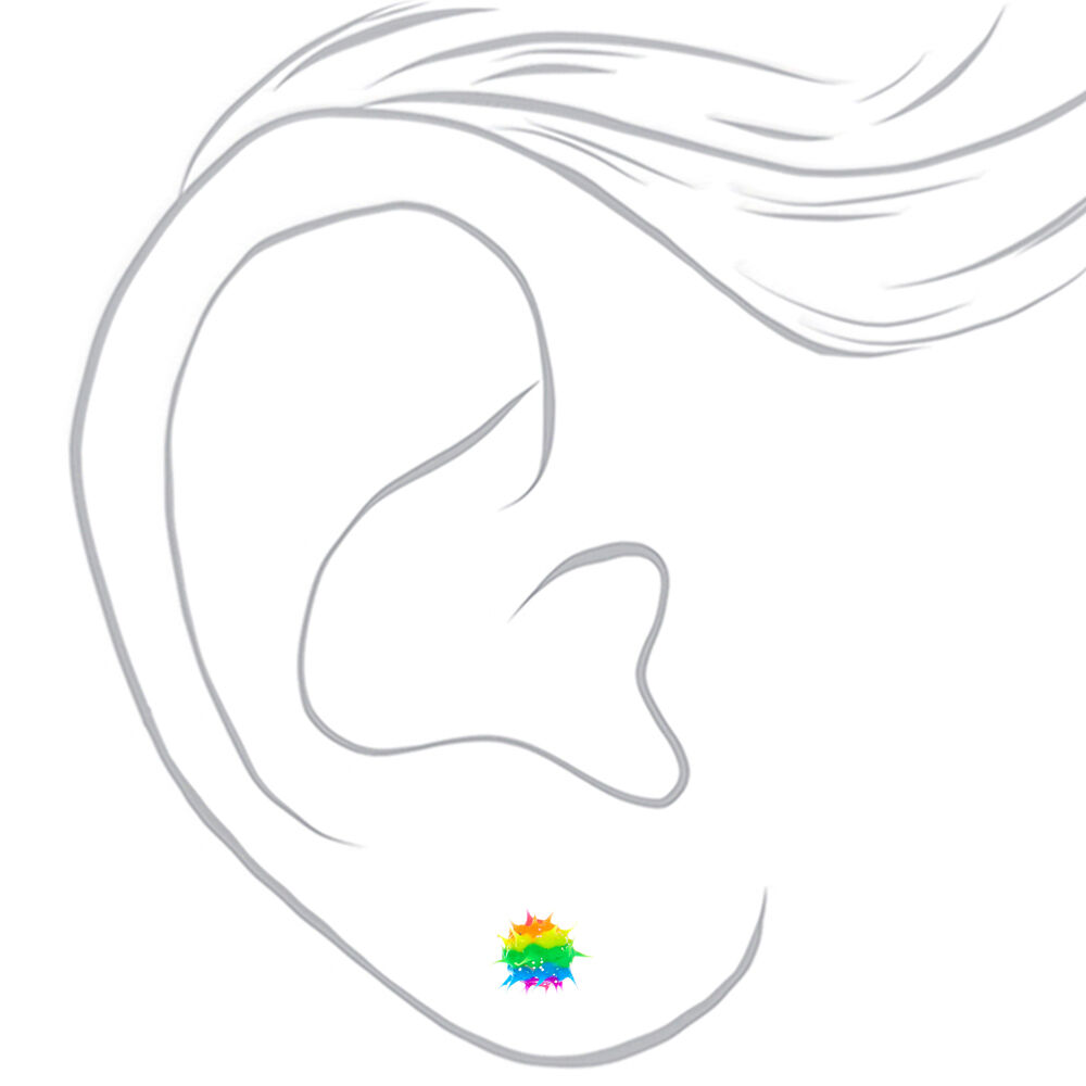 Rainbow Glitter Rave Stud Earrings